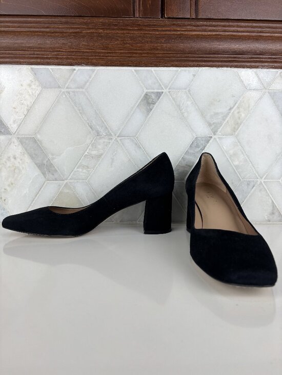 LK Bennett Shoes - 10 LK Bennett Sally Square Toe Pump Heel Court Black Leather Suede Block Heel